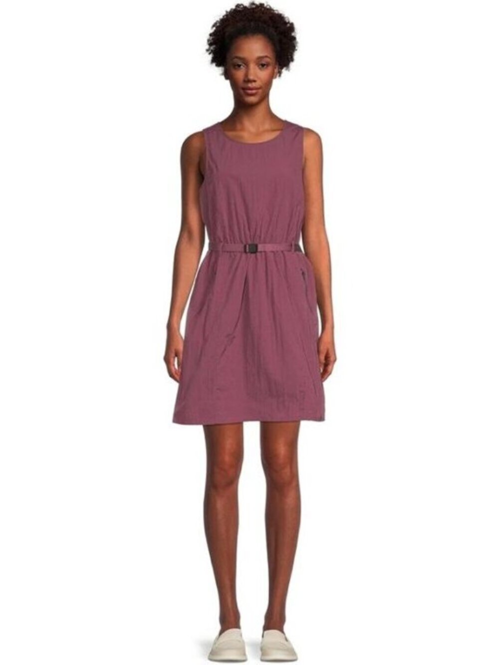 Avia Round Neck Lightweight Zipper Pocket Sleeveless Belted Nylon Dress